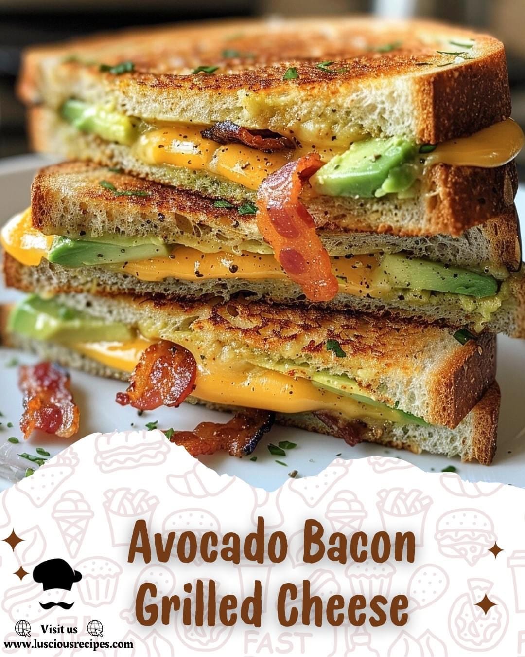 Creamy Avocado Bacon Grilled Cheese