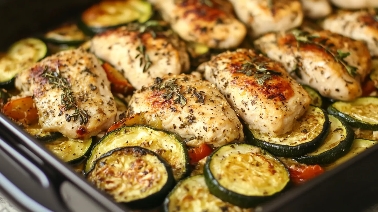 Mediterranean Chicken Zucchini Bake