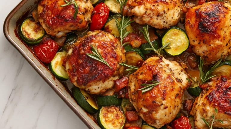 Mediterranean Chicken Zucchini Bake