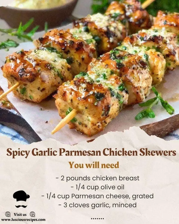 Spicy Garlic Parmesan Chicken Skewers with a Crunch