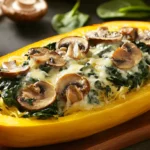 Spinach and Mushroom Stuffed Spaghetti Squash