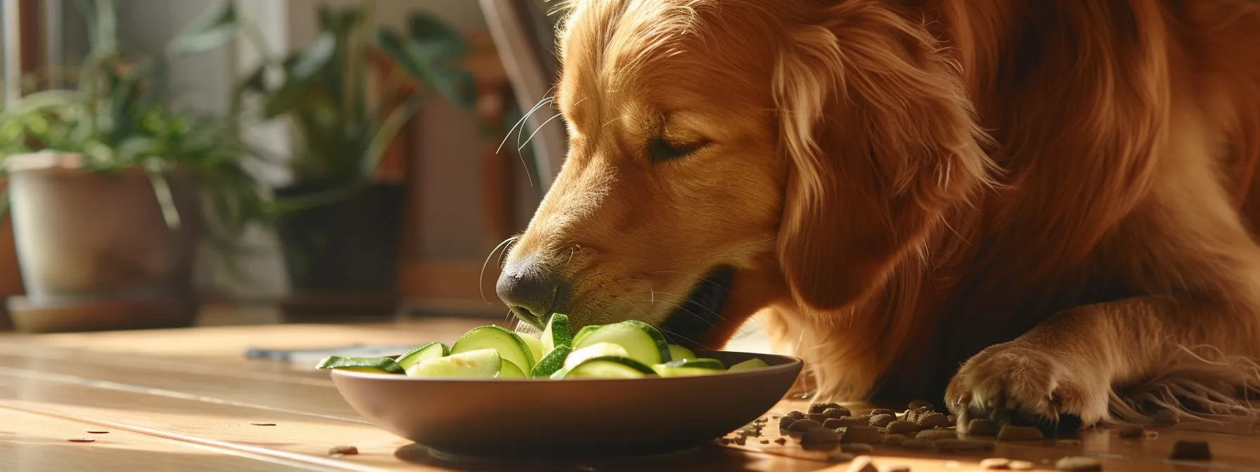 Dogs eat zucchini