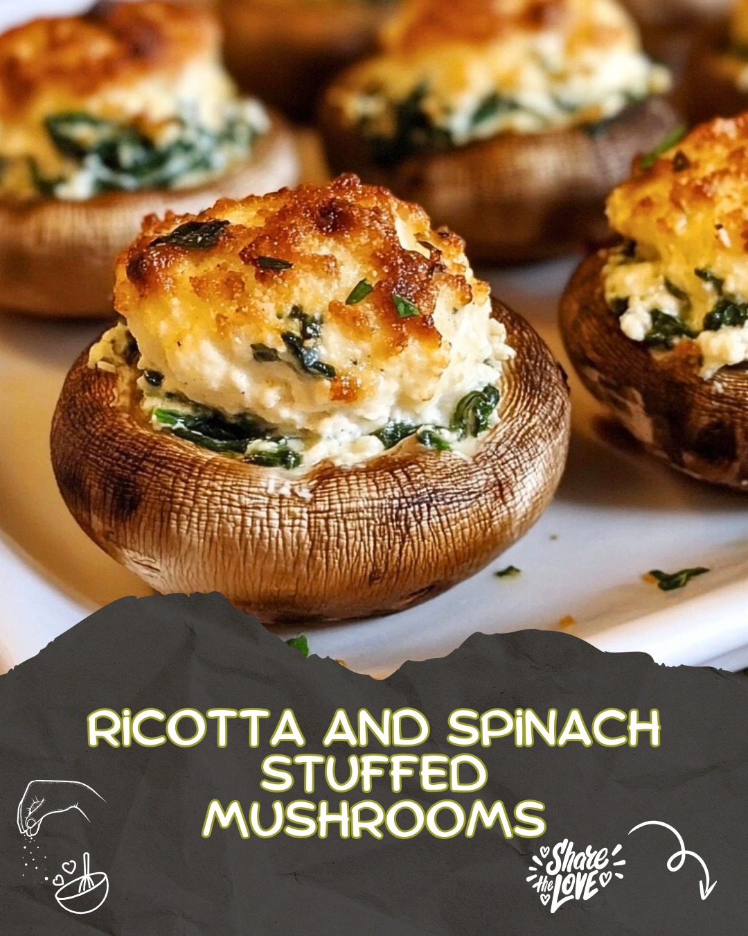 Ricotta and Spinach-Stuffed Mushrooms