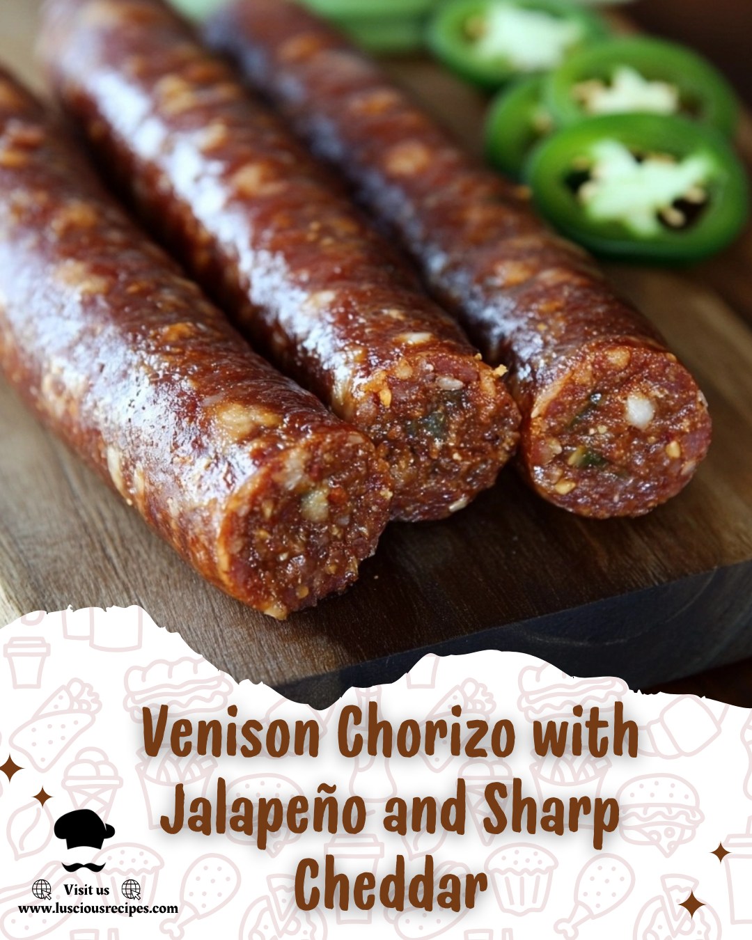 Venison Chorizo with Jalapeño and Sharp Cheddar
