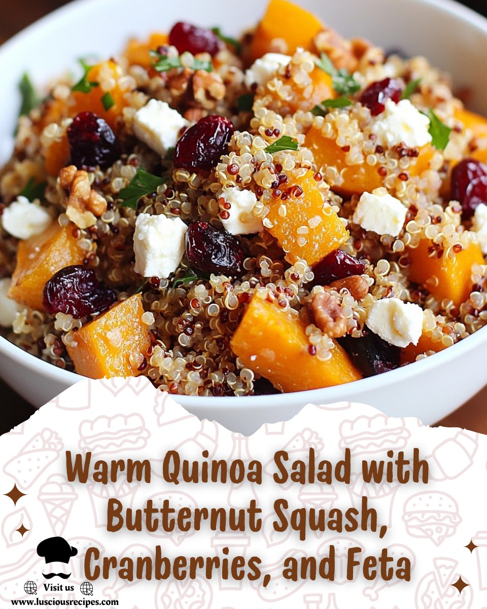Autumn Quinoa Salad with Roasted Butternut Squash, Cranberries, and Feta