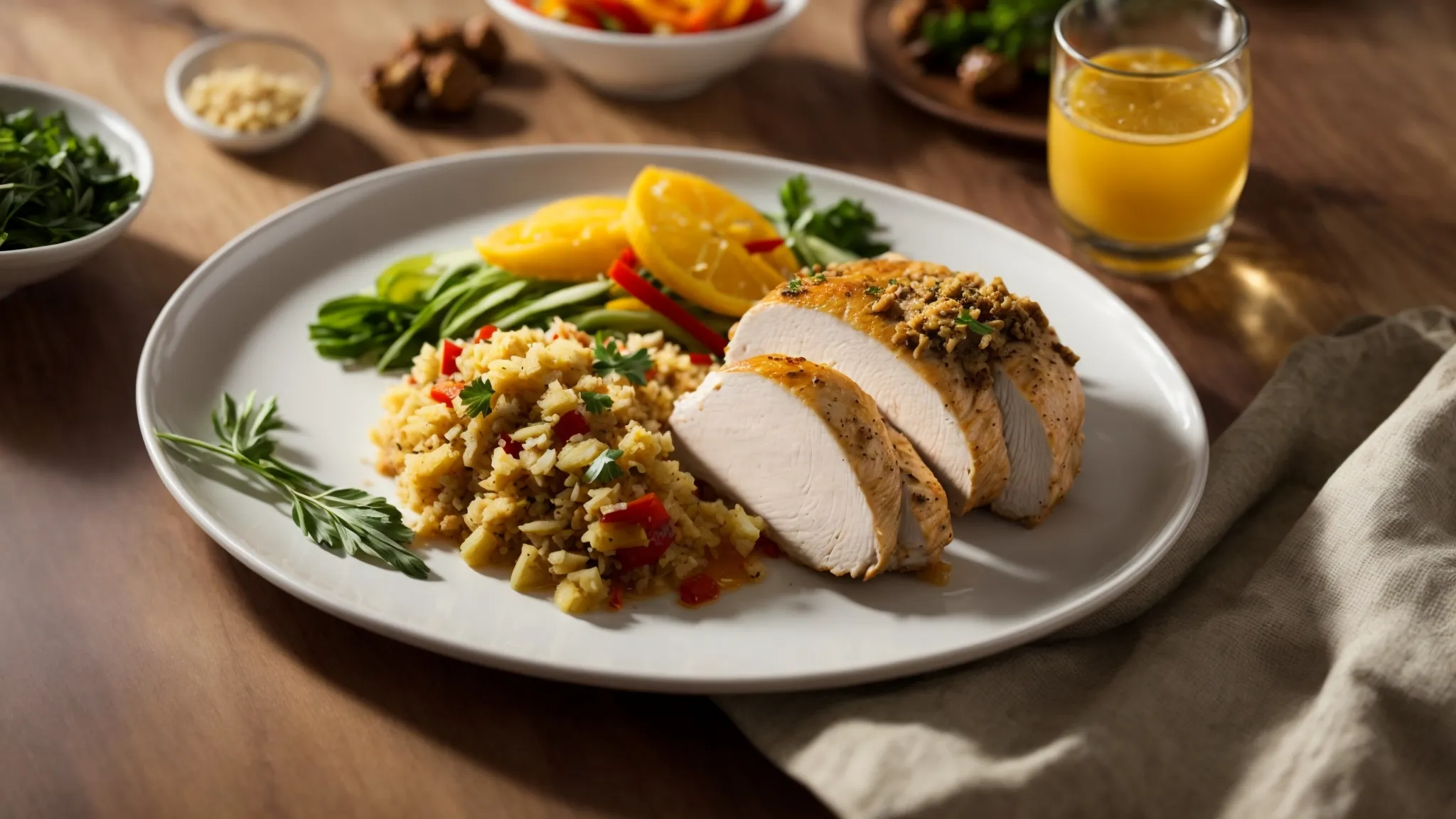 a beautifully plated stuffed chicken breast showcasing a variety of global flavors and creative stuffing combinations.