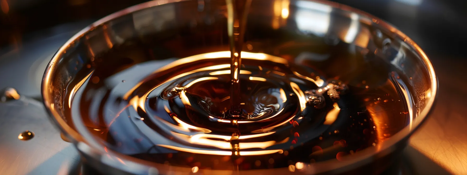 a small saucepan heating balsamic vinegar to a simmer for glaze making.
