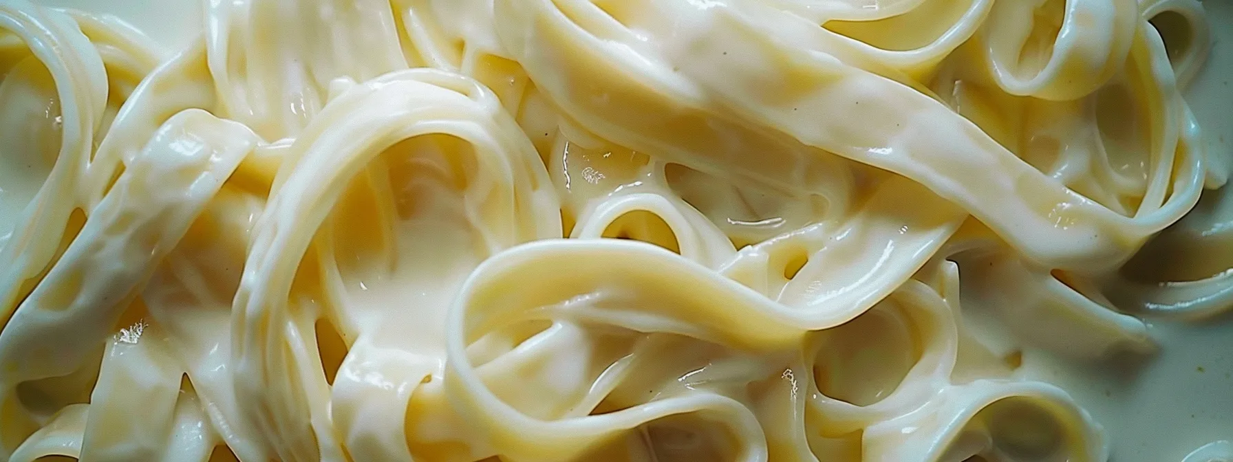 creamy fettuccine noodles in a rich alfredo sauce.