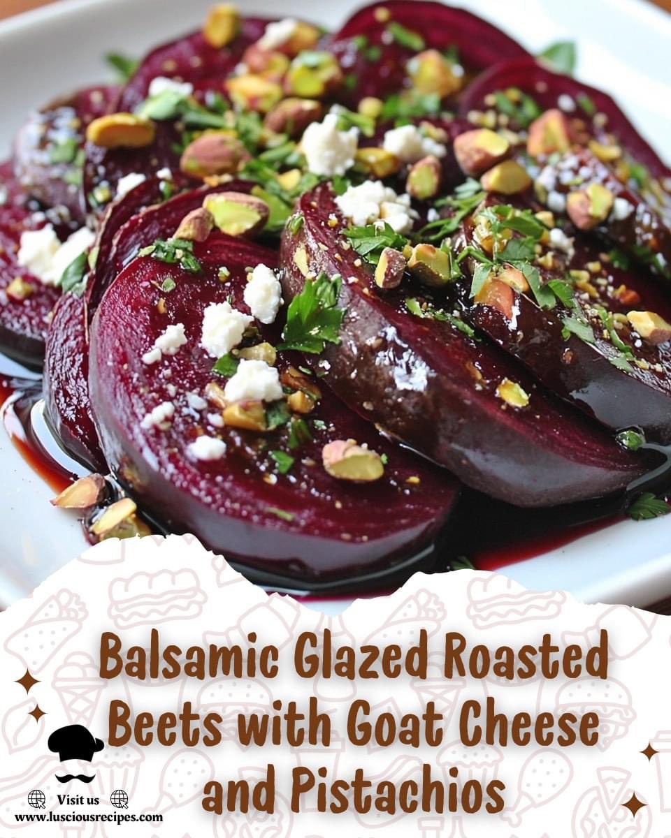 Balsamic Glazed Roasted Beets with Goat Cheese and Pistachios