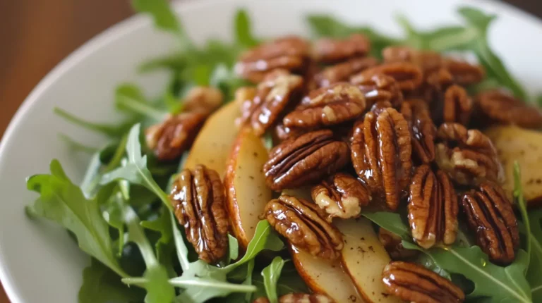 The Best 5 Stars Pear and Arugula Salad with Gorgonzola Candied Pecans and Lemon-Honey Vinaigrette 5 Pear and Arugula Salad with Gorgonzola Candied Pecans and Lemon-Honey Vinaigrette