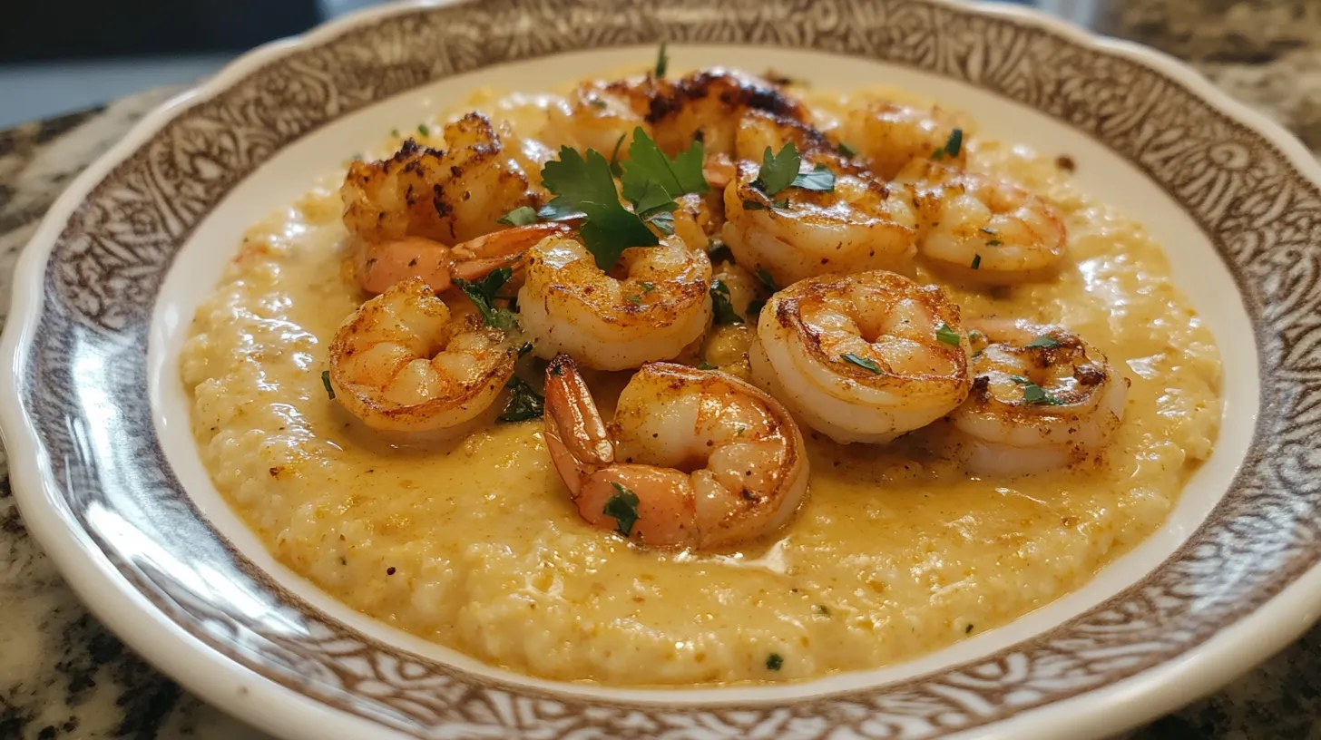 Red Snapper Shrimp Grits with a Cajun Cream Sauce