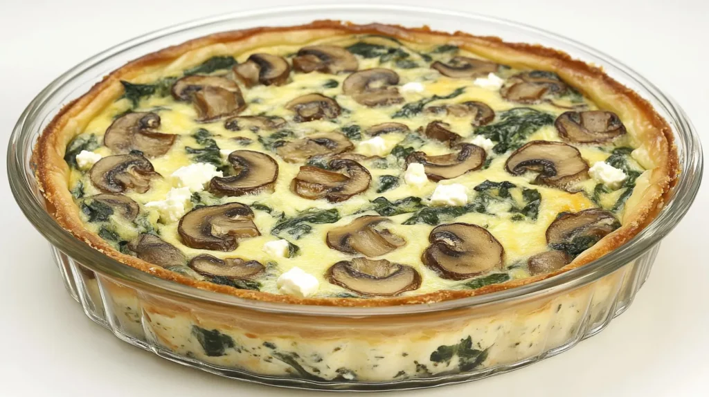 Spinach Mushroom and Feta Crustless Quiche