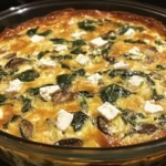 Spinach Mushroom and Feta Crustless Quiche