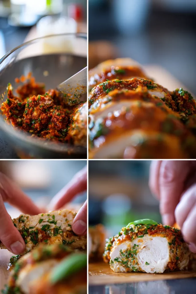 Sun-Dried Tomato and Ricotta Stuffed Chicken with Basil Pesto: The Ultimate Recipe for a Sizable Family Dinner 8 Step-by-step process of making stuffed chicken with basil pesto