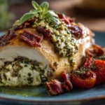 Sun-Dried Tomato and Ricotta Stuffed Chicken gourmet presentation