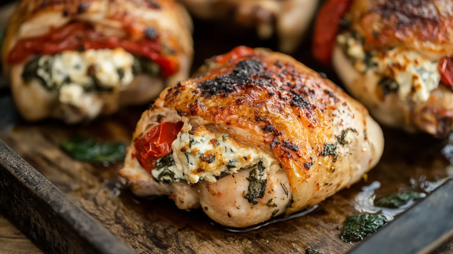 Roasted Red Pepper and Goat Cheese Stuffed Chicken