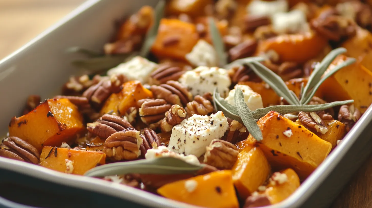 Maple Roasted Butternut Squash with Pecans and Goat Cheese