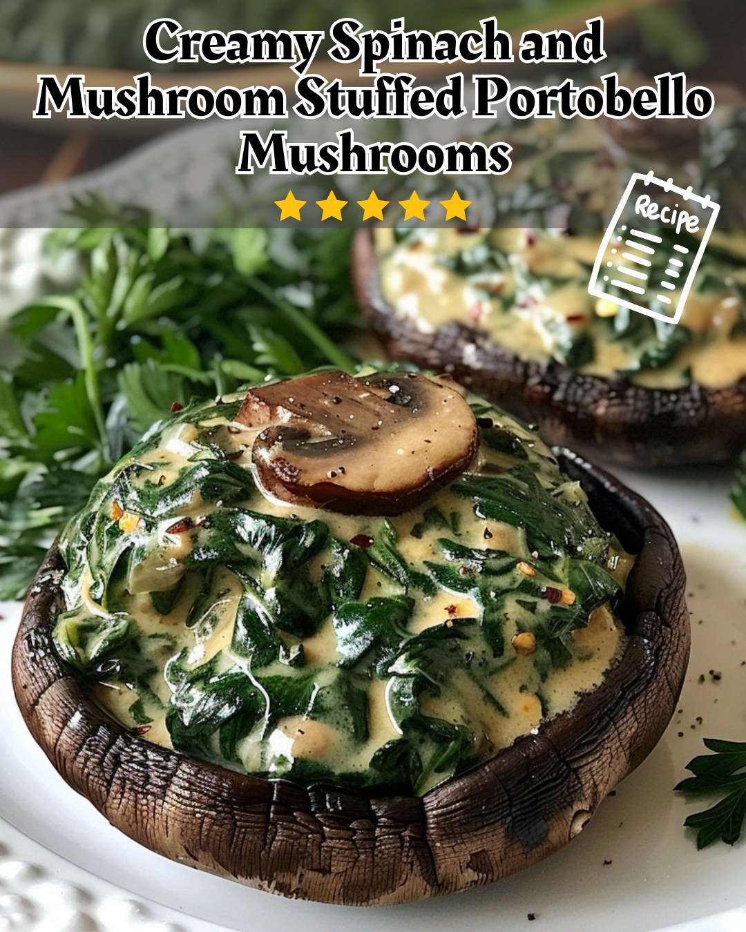Creamy Spinach and Mushroom Stuffed Portobello Mushrooms