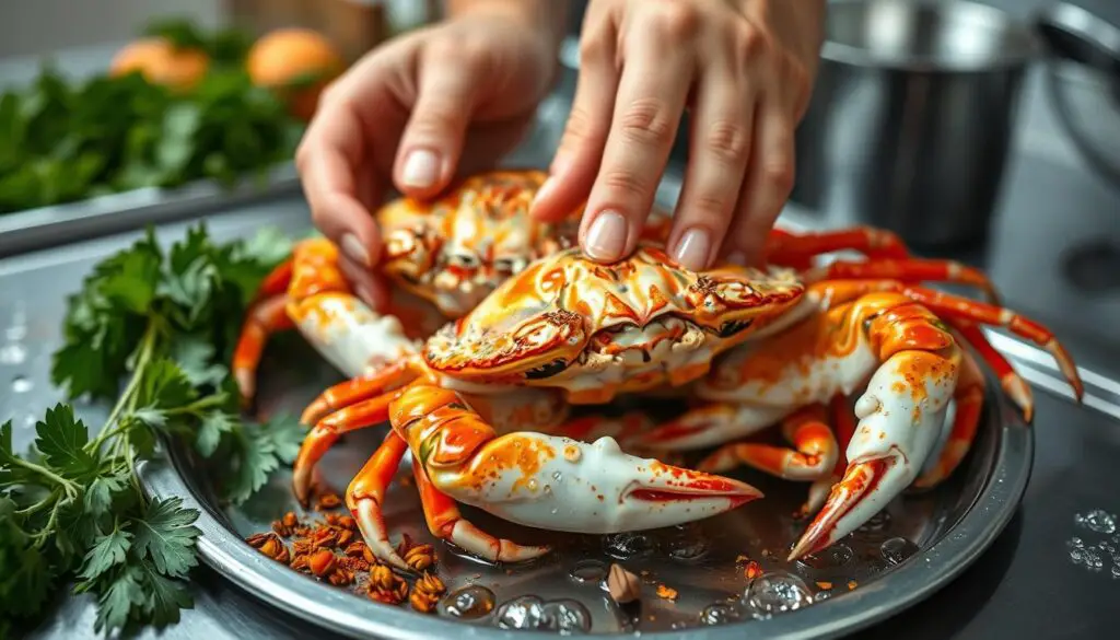 Cleaning soft shell crabs