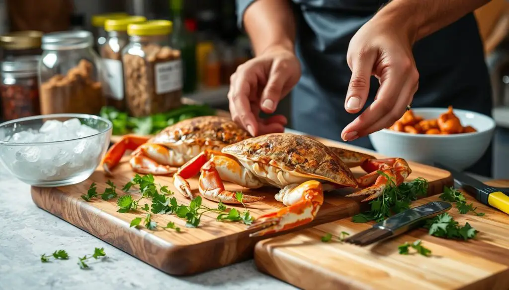 Cleaning soft shell crabs