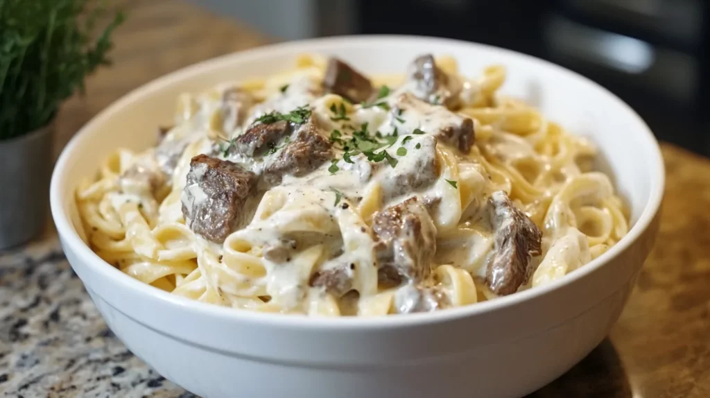 Creamy Venison Alfredo Pasta Bake