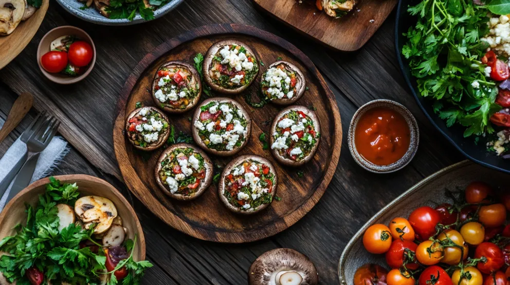 Mediterranean Herb and Feta Stuffed Mushrooms