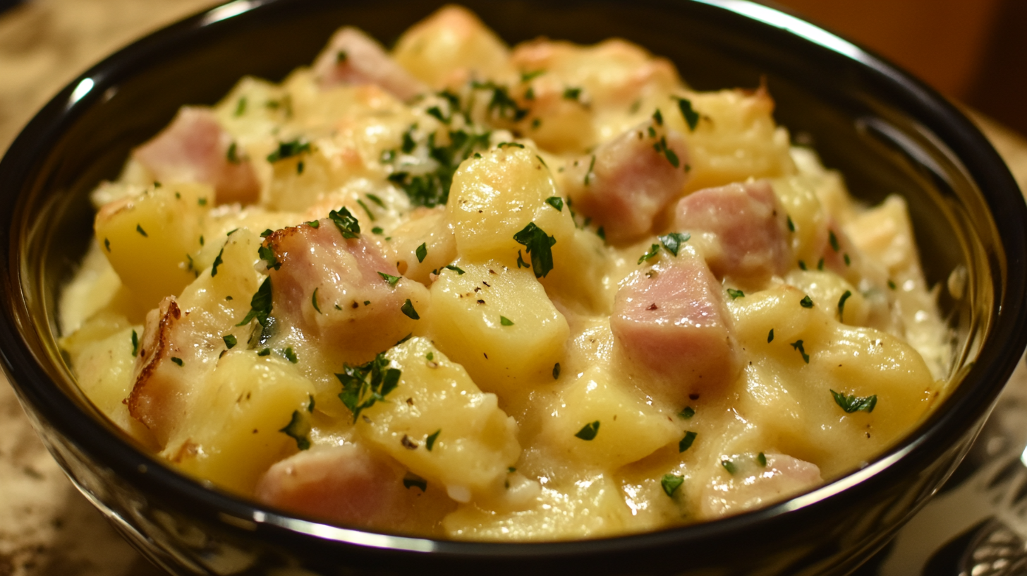 Creamy Crockpot Ham and Cheesy Potato Casserole