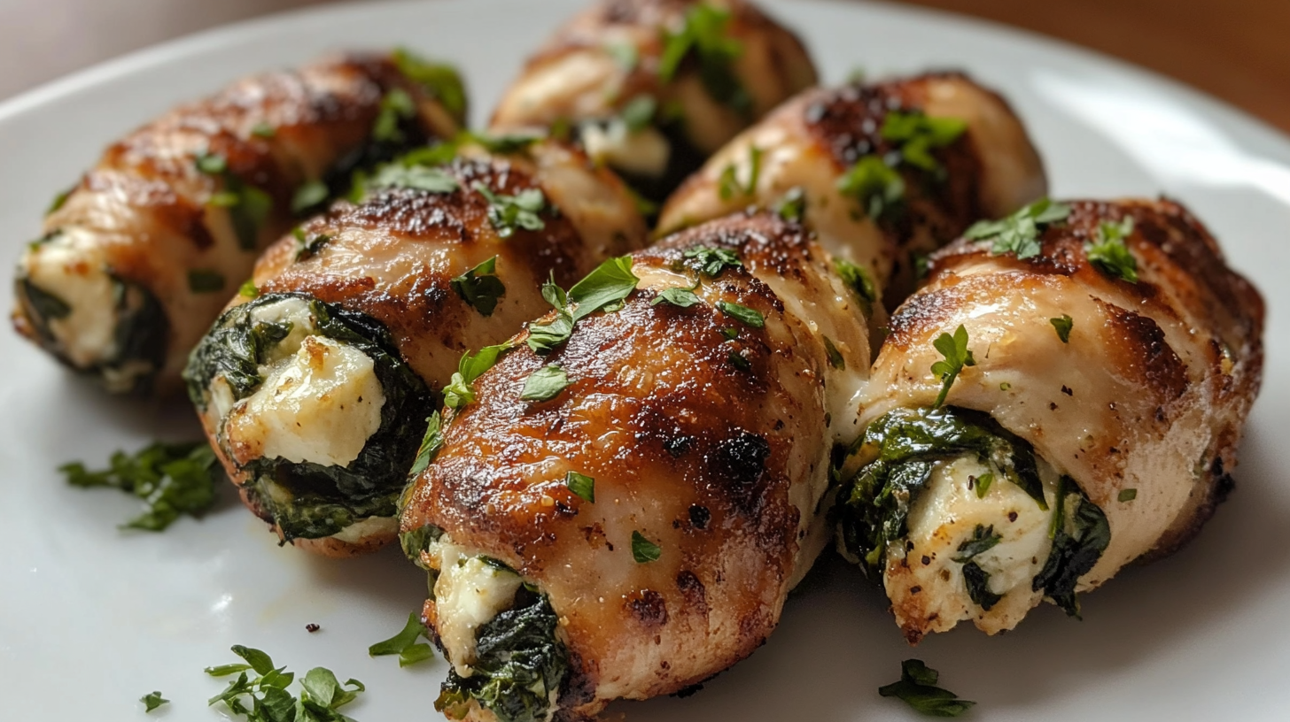 Spinach and Feta Stuffed Chicken Rolls