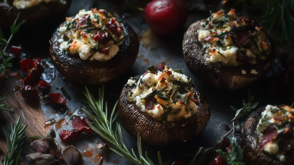 Mediterranean Herb and Feta Stuffed Mushrooms
