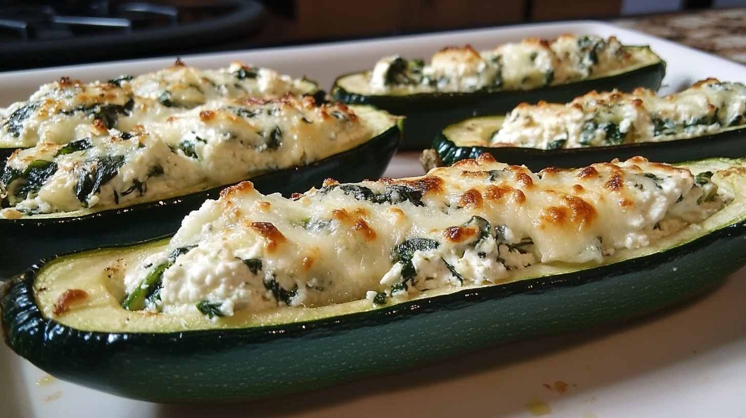 Ricotta and Spinach Stuffed Zucchini Boats