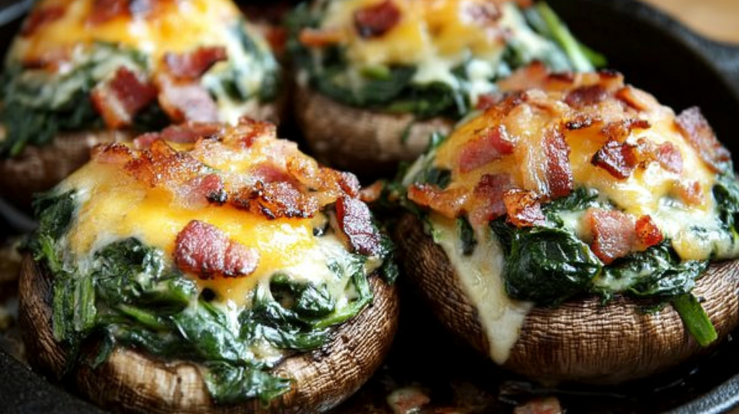 Stuffed Mushrooms with Spinach Bacon and Cheese 5 Stuffed Mushrooms with Spinach, Bacon, and Cheese