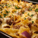 French Onion Beef Noodle Bake