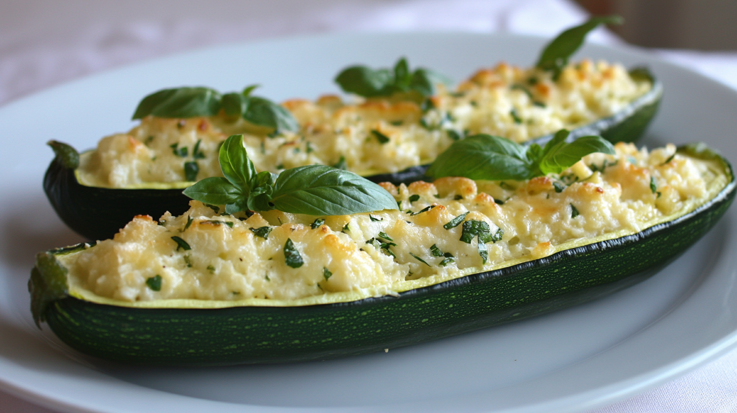 Cheese and Herb Stuffed Zucchini Boats