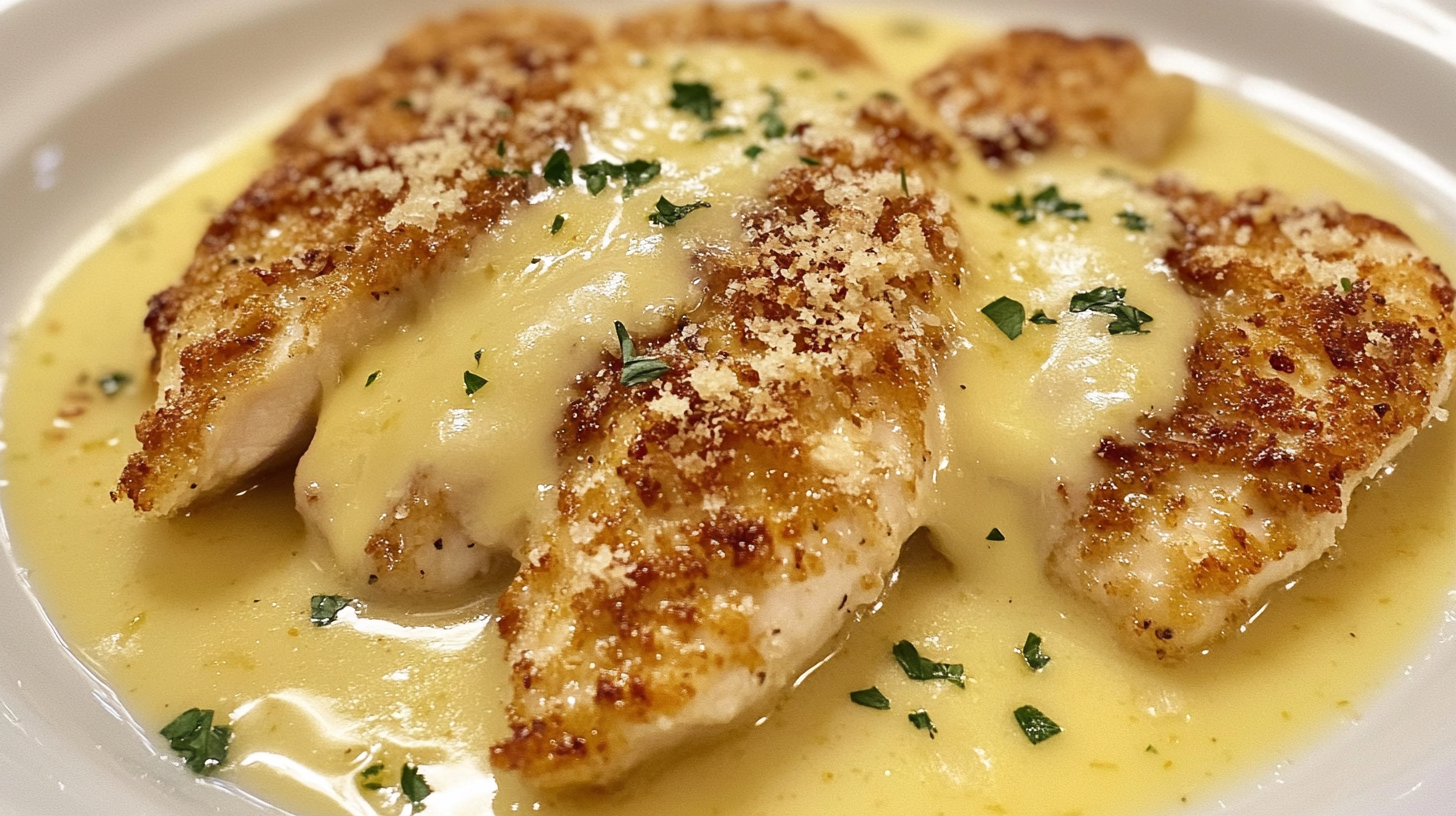 Crispy Parmesan-Crusted Chicken with Lemon Butter Sauce