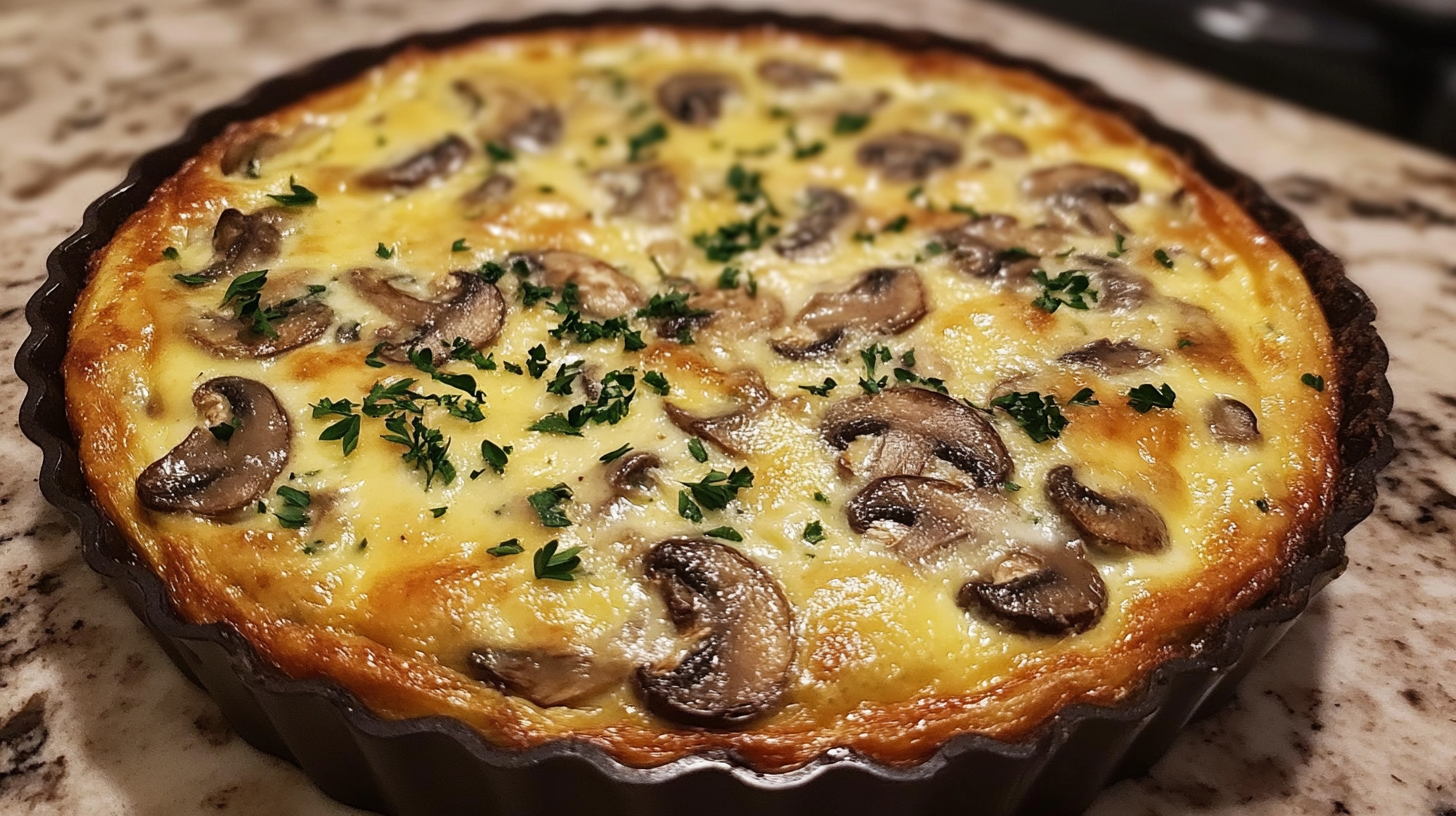 Mushroom and Swiss Crustless Quiche recipe