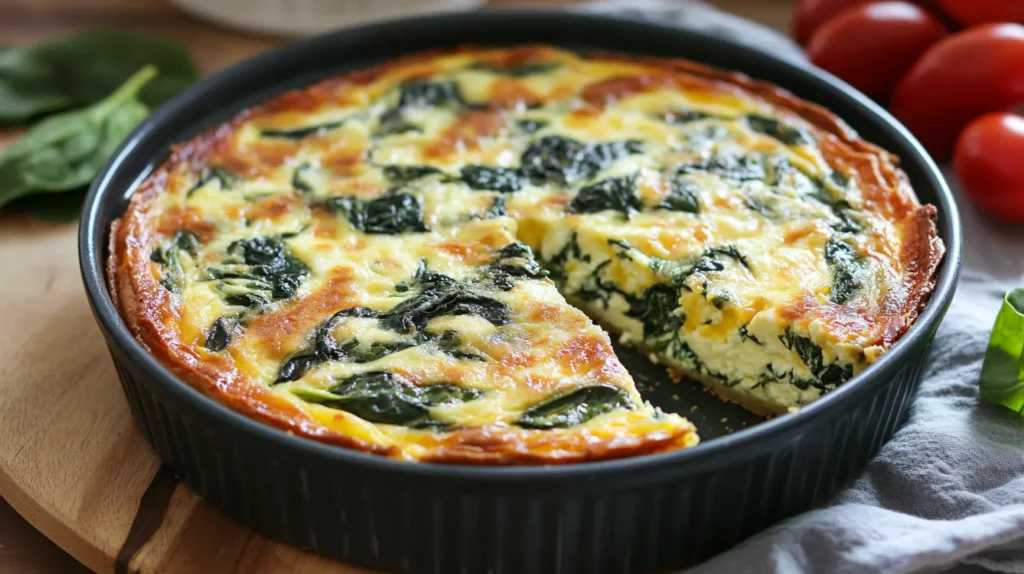 Crustless Ricotta and Spinach Quiche