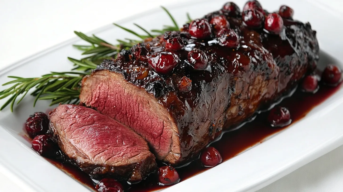 Cranberry Dijon Beef Loin Roast with Apple Cider Glaze