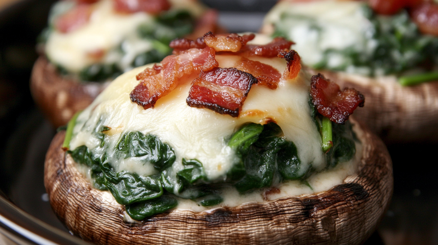 Stuffed Mushrooms with Spinach Bacon and Cheese 9 Stuffed Mushrooms with Spinach, Bacon, and Cheese