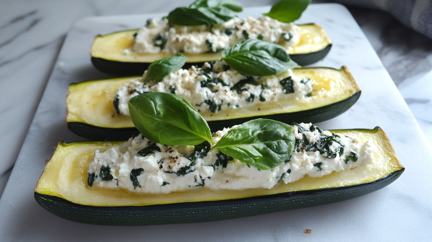 Ricotta and Spinach Stuffed Zucchini Boats