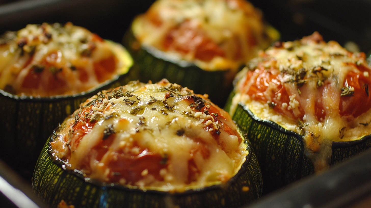 Cheese and Herb Stuffed Zucchini Boats