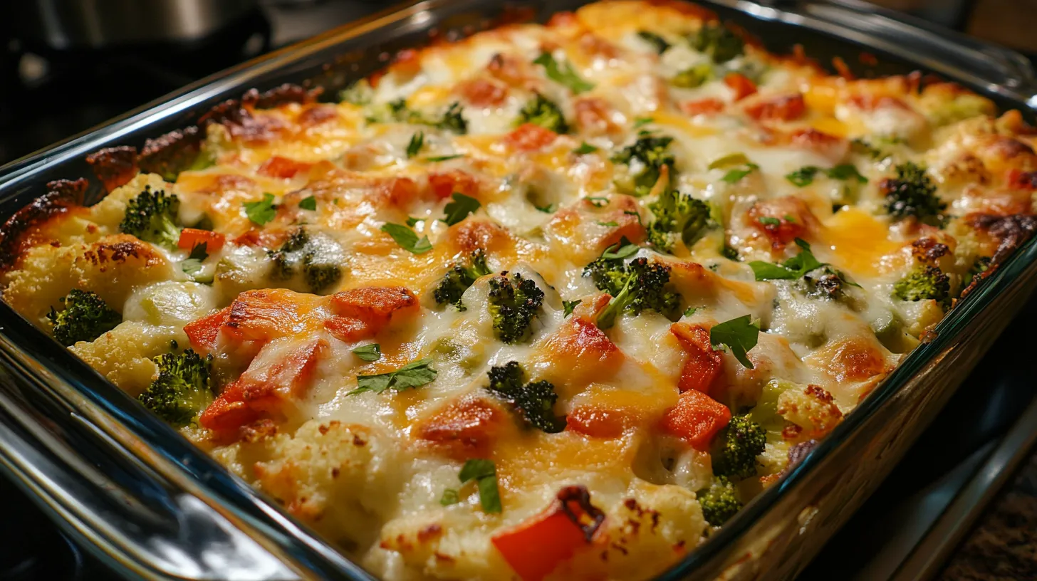 Cheesy Cauliflower and Broccoli Bake