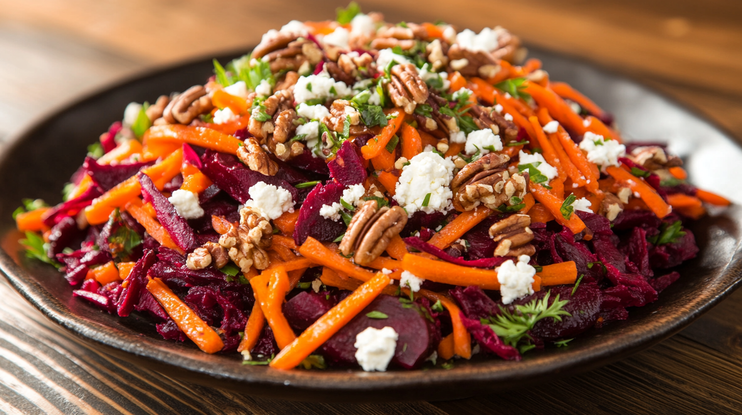 Carrot and Beet Salad with Goat Cheese and Pecans