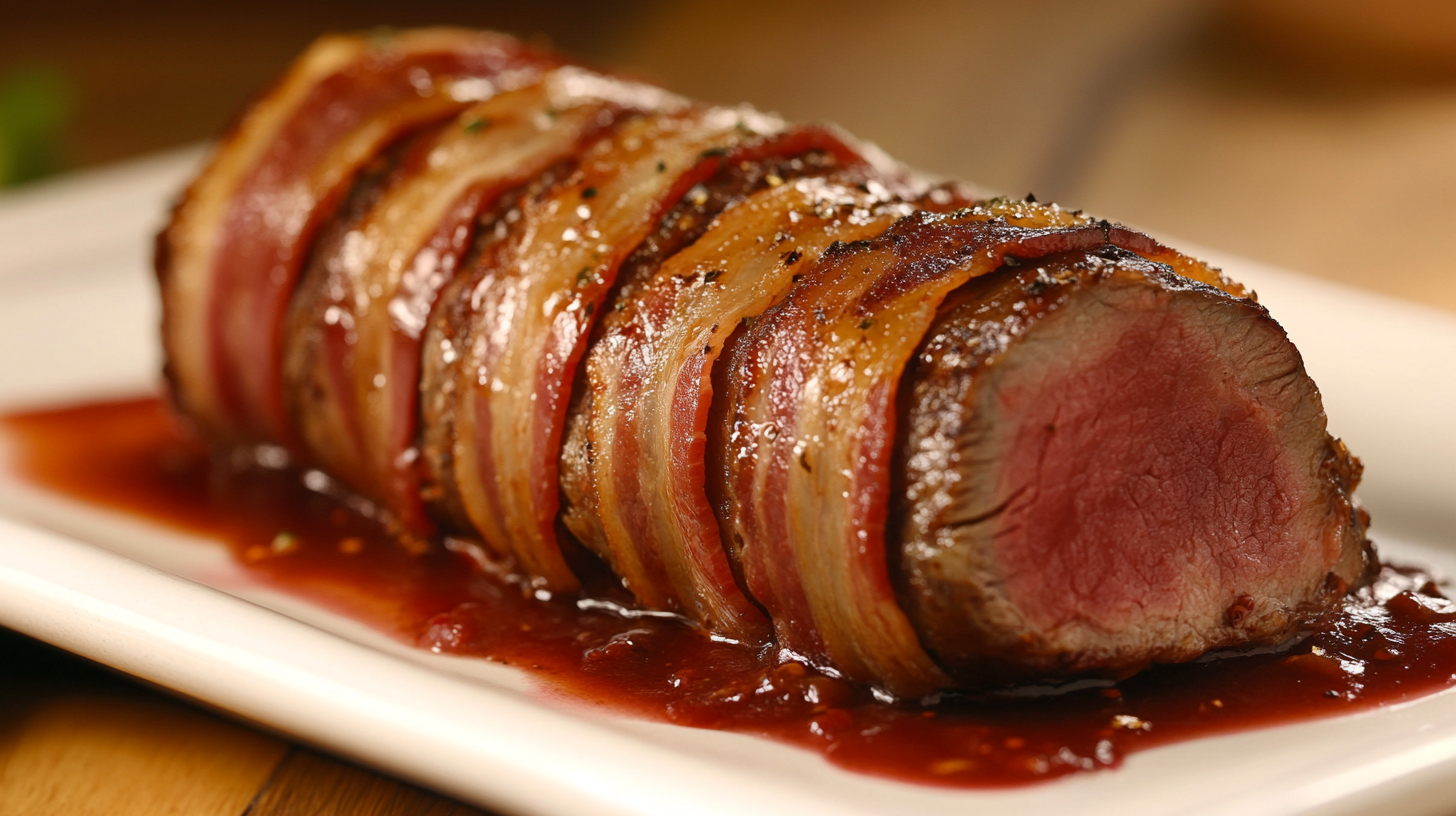 Applewood Bacon-Wrapped Venison Loin with Raspberry Sauce Recipe