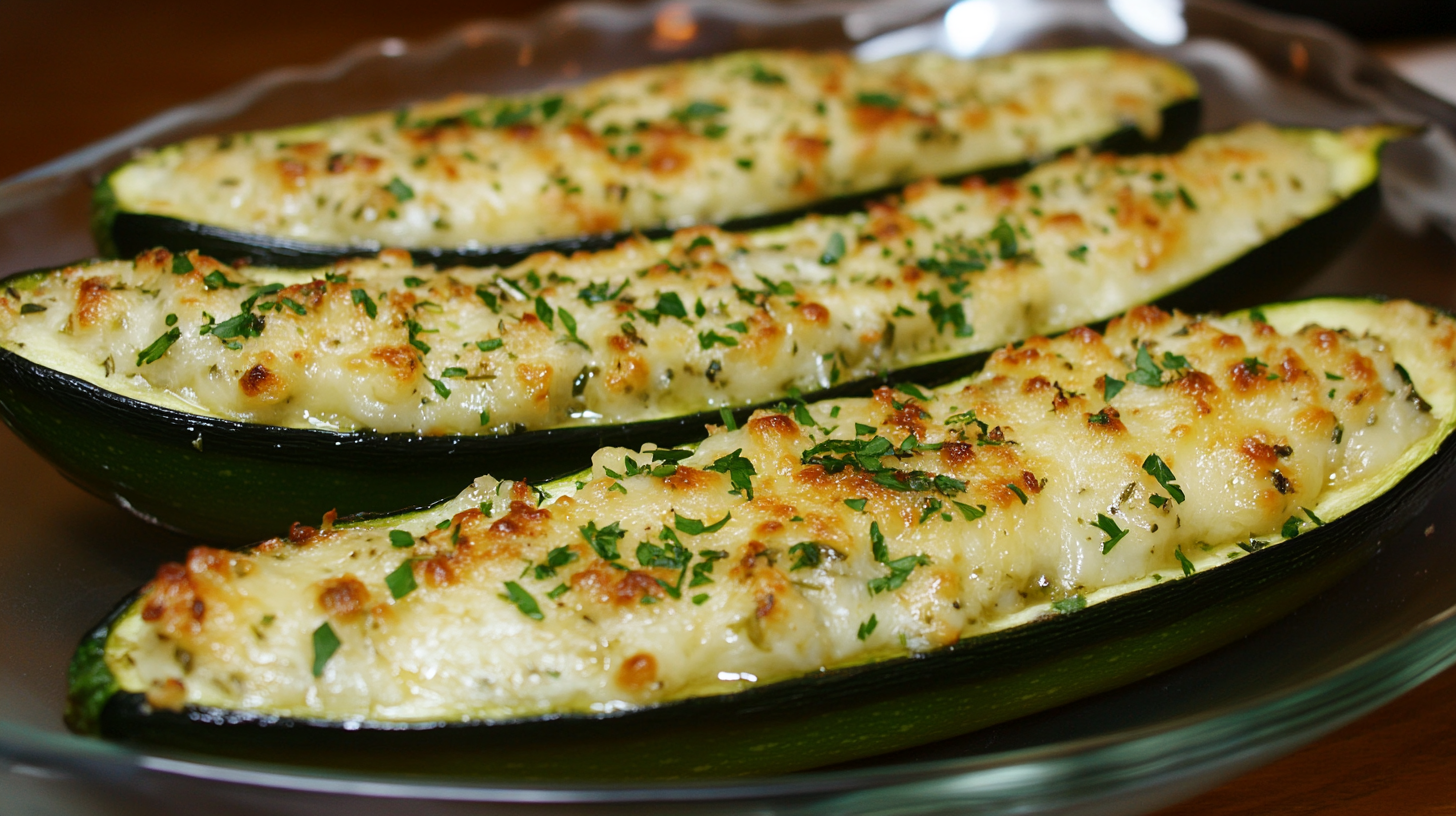 Cheese and Herb Stuffed Zucchini Boats