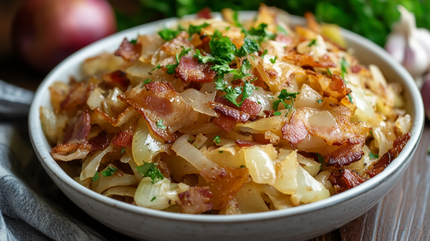 Fried Cabbage with Bacon, Onion, and Garlic recipe