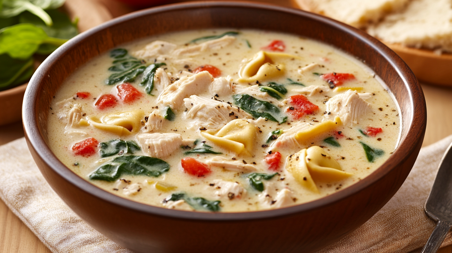 Creamy Chicken and Spinach Tortellini Soup