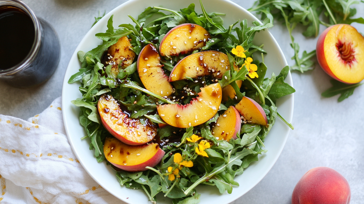 Balsamic Peach Arugula Salad