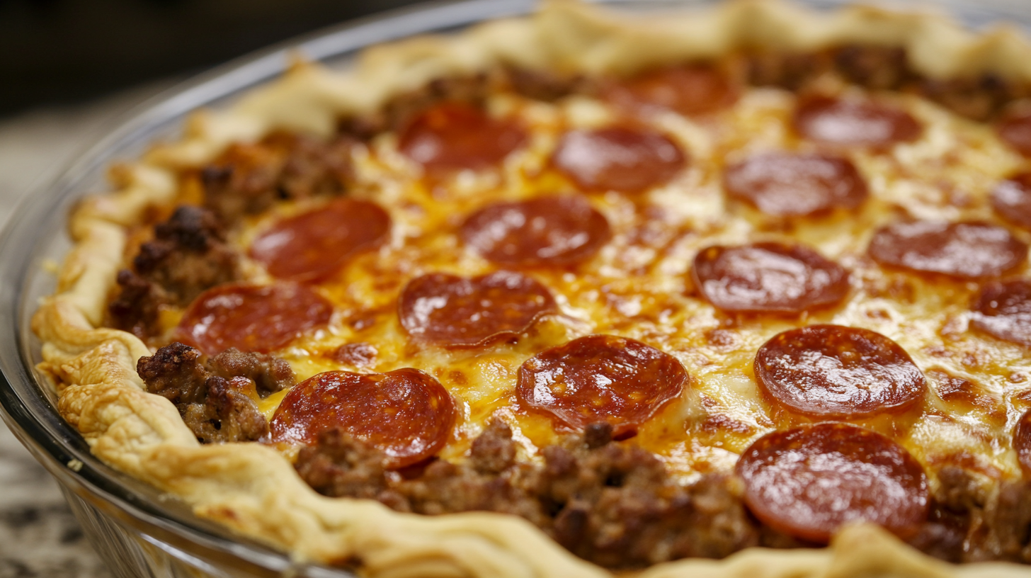 Deep Hamburger Sausage and Pepperoni Pie