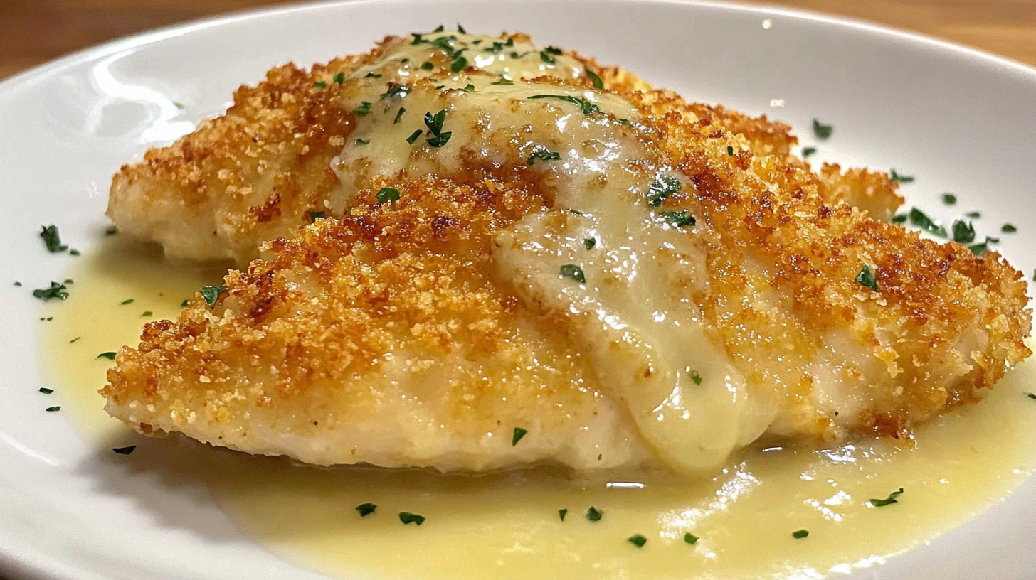 Crispy Parmesan-Crusted Chicken with Lemon Butter Sauce