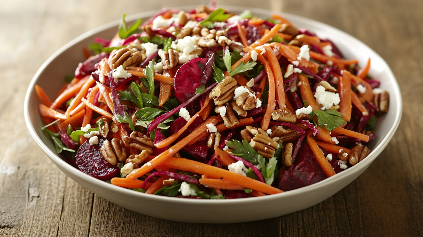 Carrot and Beet Salad with Goat Cheese and Pecans